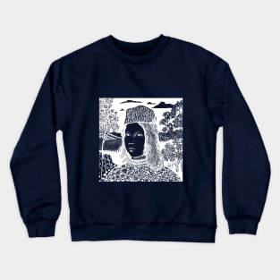 White lines on a dark background. Portrait of a medieval boy. Crewneck Sweatshirt